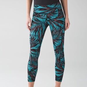 Lululemon High Times Pant - Palm Lace Tofino Teal Multi Sz4